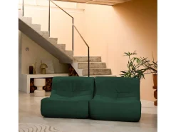 Sofá modular de terciopelo, 2 plazas verde