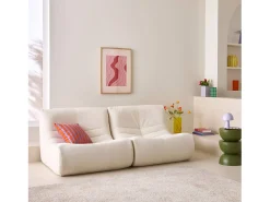 Sofá modular en borreguito texturizado, 2 plazas blanco