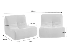 Sofá modular en borreguito texturizado, 2 plazas beige