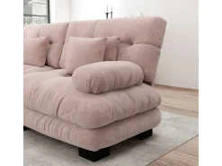 Sofá modular esquina 4 plazas - con 2 pouf y 6 cojines - DIY forma U/L - 406x145x81cm - Rosa