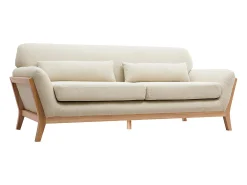 Sofá nórdico 3 plazas beige patas madera YOKO