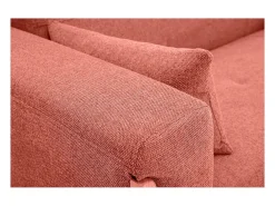 Sofá nórdico 3 plazas de tejido efecto aterciopelado texturizado terracota y madera clara FJORD