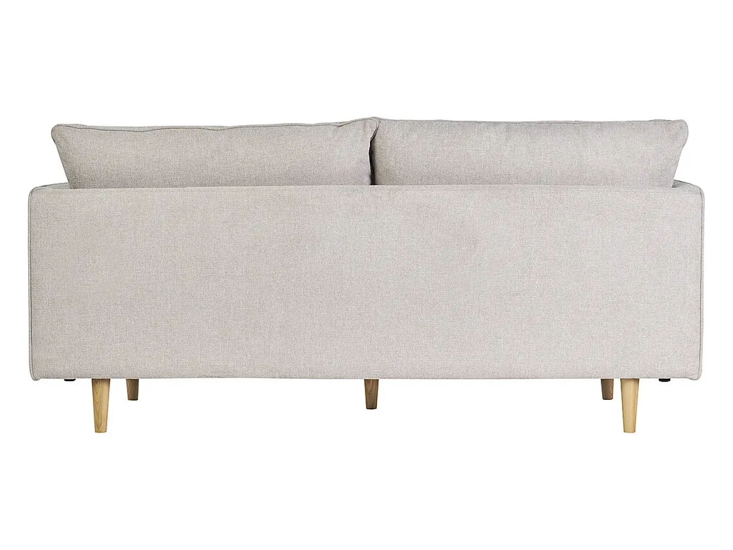 Sofá nórdico 3 plazas de tejido efecto aterciopelado texturizado beige y madera clara CLAYTON