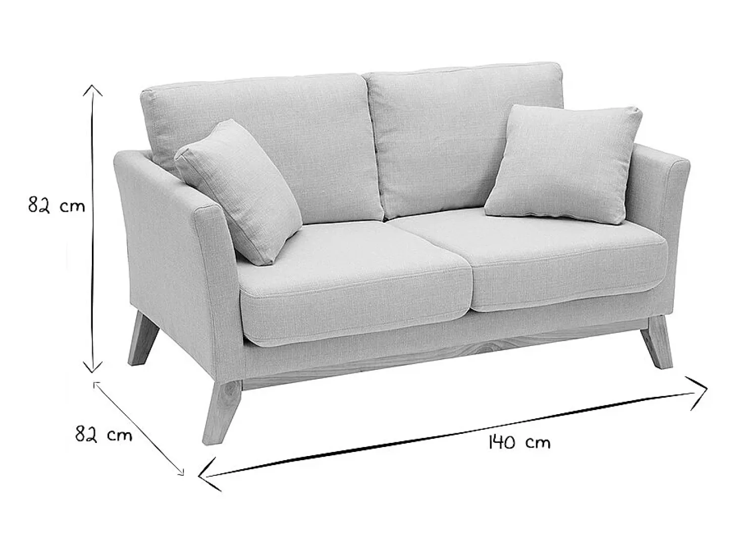 Sofá nórdico 2 plazas desenfundable tejido beige OSLO