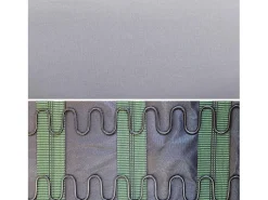 Sofá o banco con tela y patas de madera, 2 plazas gris claro