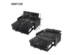 Sofá plegable de 2 plazas de chenilla gris con puerto USB y soporte para teléfono, ideal para salón y dormitorio