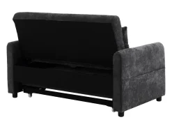 Sofá plegable de 2 plazas de chenilla gris con puerto USB y soporte para teléfono, ideal para salón y dormitorio