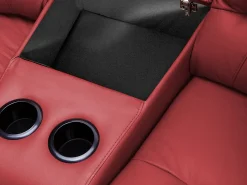 Sofá reclinable de 2 plazas AROMA en piel de vacuno roja