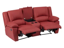 Sofá reclinable de 2 plazas AROMA en piel de vacuno roja