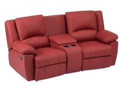 Sofá reclinable de 2 plazas AROMA en piel de vacuno roja