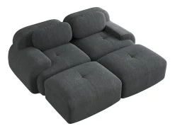 Sofá recto con reposabrazos curvos - Sofá de 2 plazas con respaldo y cojines decorativos - pana gris