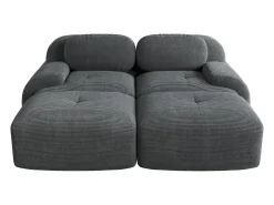 Sofá recto con reposabrazos curvos - Sofá de 2 plazas con respaldo y cojines decorativos - pana gris