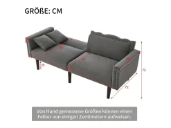Sofá relax gris - Sofá con respaldo regulable y 6 patas de madera - para salón y dormitorio