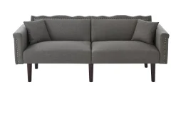 Sofá relax gris - Sofá con respaldo regulable y 6 patas de madera - para salón y dormitorio