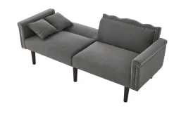 Sofá relax gris - Sofá con respaldo regulable y 6 patas de madera - para salón y dormitorio