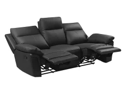 Sofá relax mecánico 3 plazas piel búfalo negro PAKITA