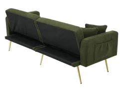 Sofá relax verde - Sofá con cojines y bolsillos de almacenamiento - patas doradas - para sala de estar y dormitorio