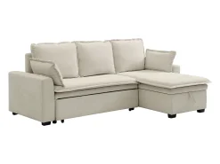 Sofá rinconera convertible y reversible de tela blanca rota ZAKILA