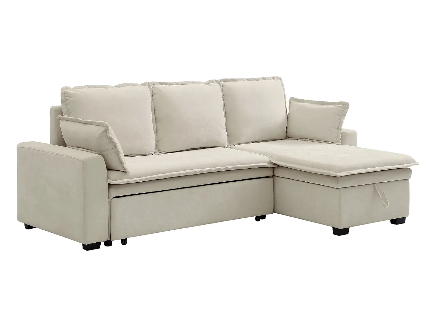 Sofá rinconera convertible y reversible de tela blanca rota ZAKILA