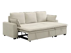 Sofá rinconera convertible y reversible de tela blanca rota ZAKILA