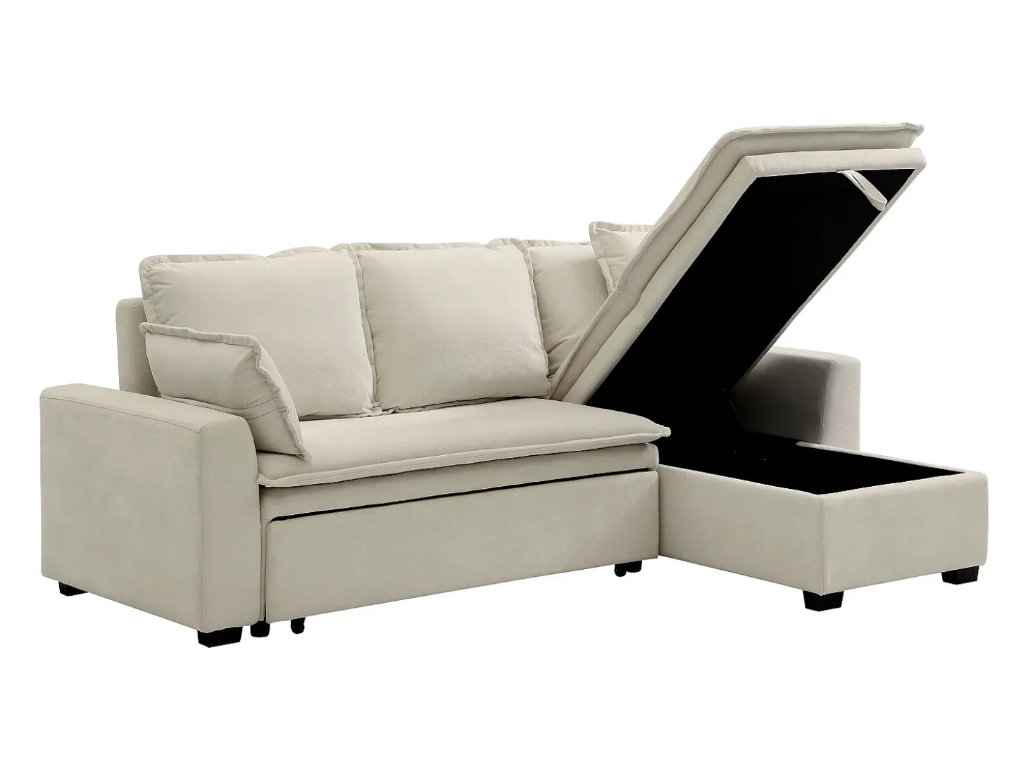 Sofá rinconera convertible y reversible de tela blanca rota ZAKILA