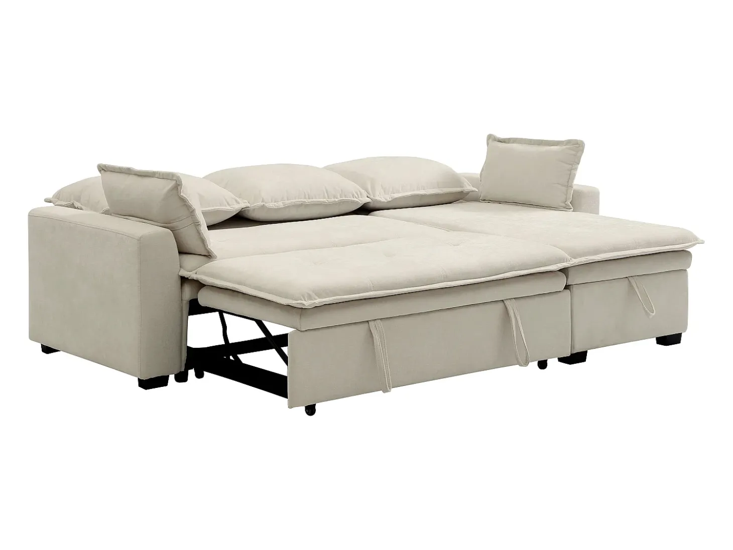 Sofá rinconera convertible y reversible de tela blanca rota ZAKILA