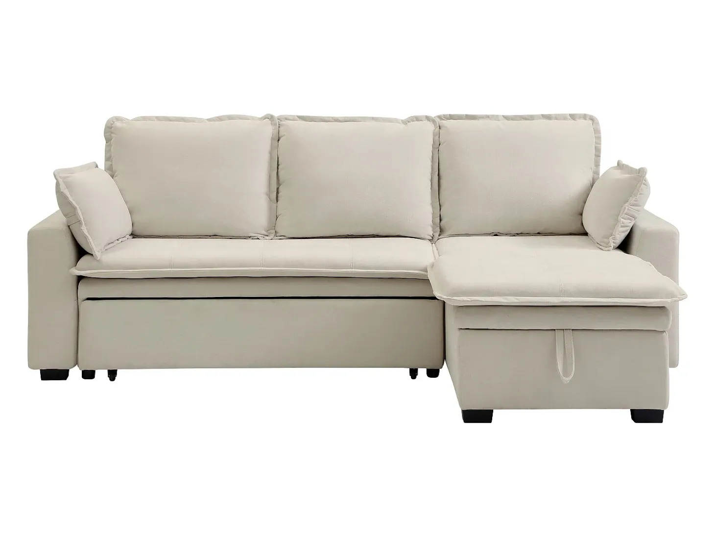 Sofá rinconera convertible y reversible de tela blanca rota ZAKILA