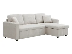 Sofá rinconera convertible y reversible de pana beige GAZUR