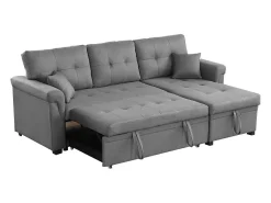Sofá rinconera convertible 4 plazas de tela gris claro TORONTO