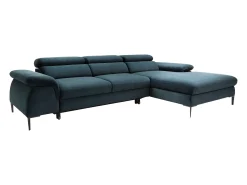 Sofá rinconera convertible de terciopelo azul noche diseño SEPINA