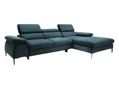 Sofá rinconera convertible de terciopelo azul noche diseño SEPINA