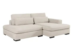 Sofá rinconera derecha convertible en pana beige SELIORA