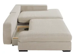 Sofá rinconera derecha convertible en pana beige SELIORA