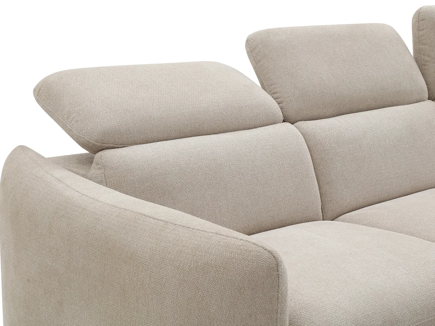 Sofá rinconera derecha convertible de tela beige RAVIELA