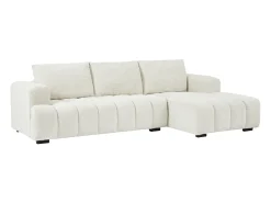 Sofá rinconera derecha de tejido texturizado beige BENOLA