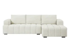 Sofá rinconera derecha de tejido texturizado beige BENOLA