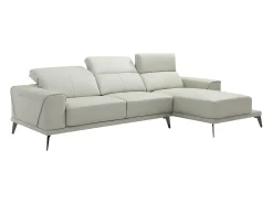 Sofá rinconera derecha de cuero de búfalo beige ANDOR