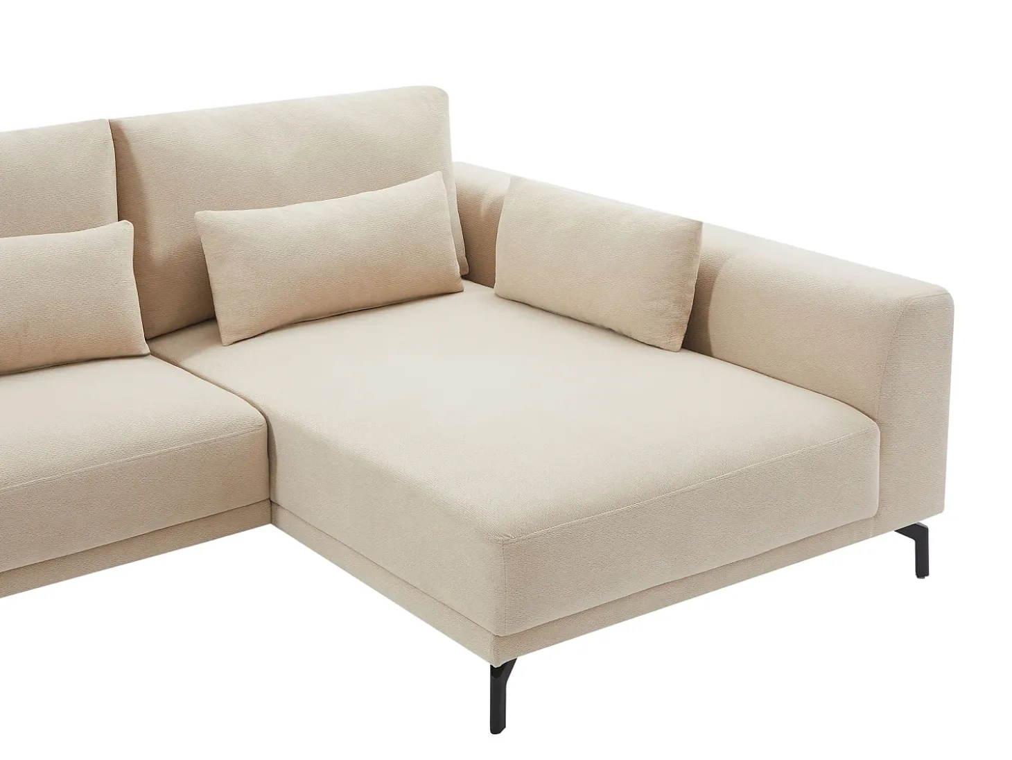 Sofá rinconera derecha de tejido texturizado beige 5 plazas TILANIA