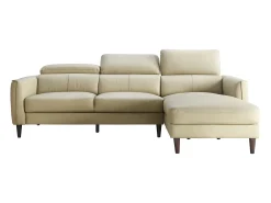 Sofá rinconera derecha de piel de búfalo beige SALVI