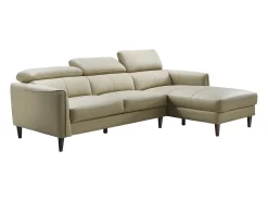 Sofá rinconera derecha de piel de búfalo beige SALVI