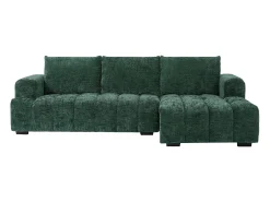 Sofá rinconera derecha en tela texturizada color verde BENOLA