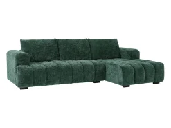 Sofá rinconera derecha en tela texturizada color verde BENOLA