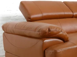 Sofá rinconera derecha piel caramelo EXCELSIOR II
