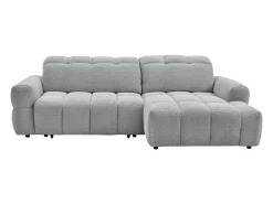 Sofá rinconera derecha relax con asiento deslizante eléctrico en tela gris CARIALA