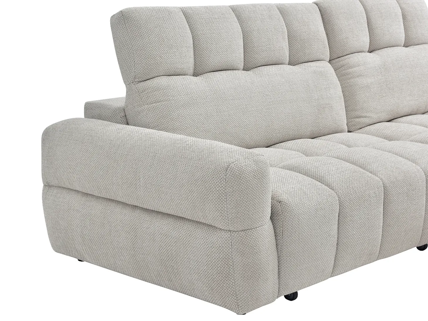 Sofá rinconera derecha relax con asiento deslizante eléctrico en tejido beige CARIALA