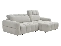 Sofá rinconera derecha relax con asiento deslizante eléctrico en tejido beige CARIALA