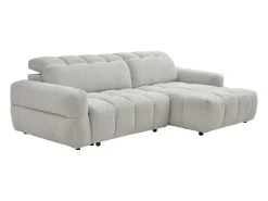 Sofá rinconera derecha relax con asiento deslizante eléctrico en tejido beige CARIALA