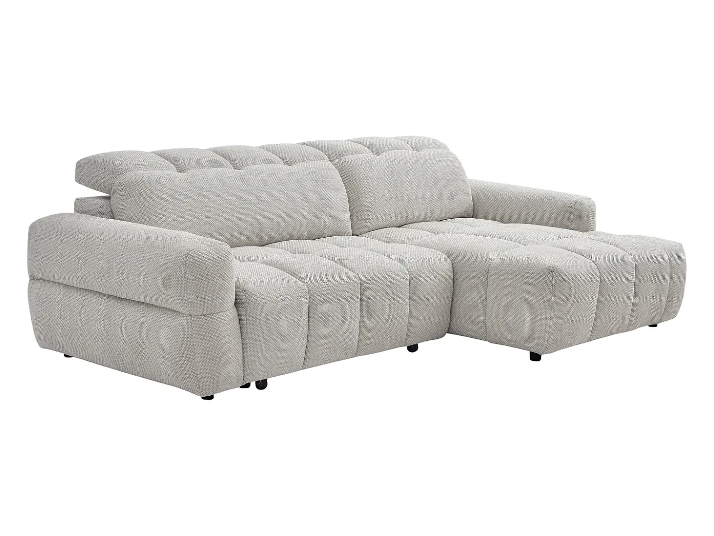 Sofá rinconera derecha relax con asiento deslizante eléctrico en tejido beige CARIALA