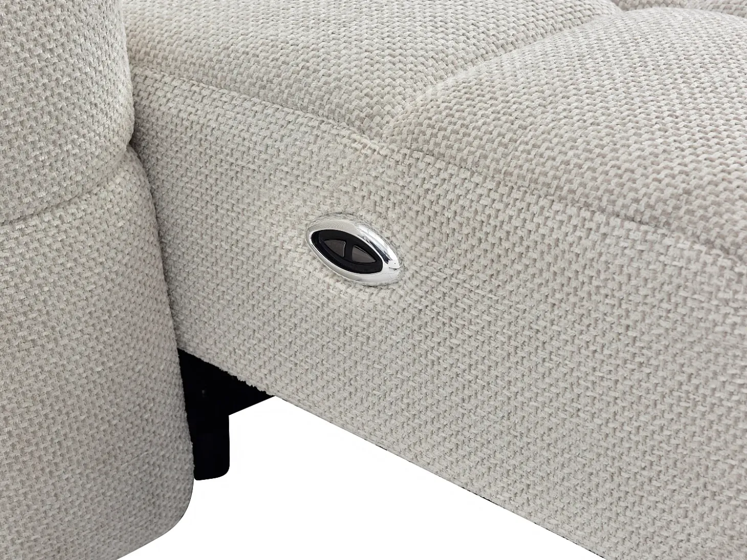 Sofá rinconera derecha relax con asiento deslizante eléctrico en tejido beige CARIALA