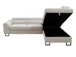 Sofá rinconera derecho convertible en tela texturizada beige VAVERDO